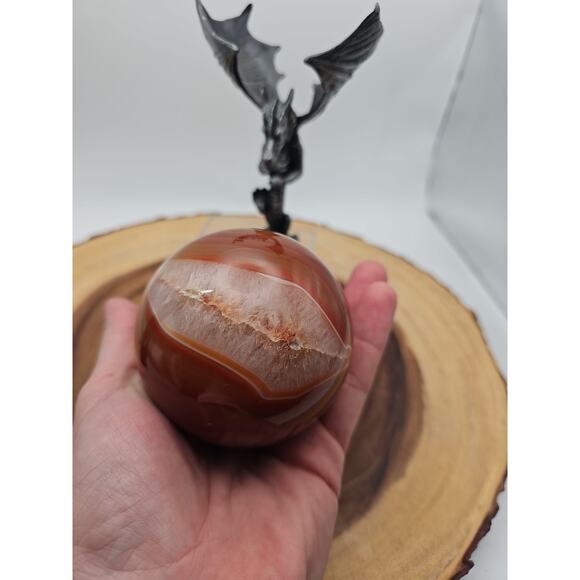 1.3lb 75mm Carnelian Quartz W/Dragon Stand - Picture 12 of 12